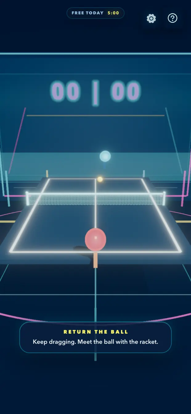 NEON PONG product interface. Touch control and timing are introduced inside active play.