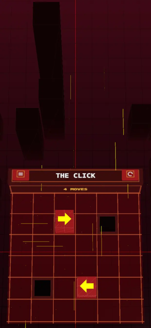 Push Puzzle product interface. Directional rules are introduced directly on the board.
